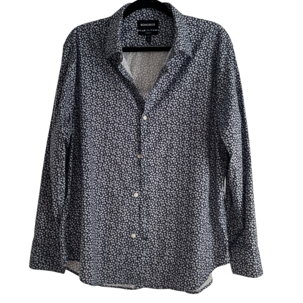 Bonobos Men’s Performance Stretch Standard Fit Mens Tech Long Sleeve Navy Large